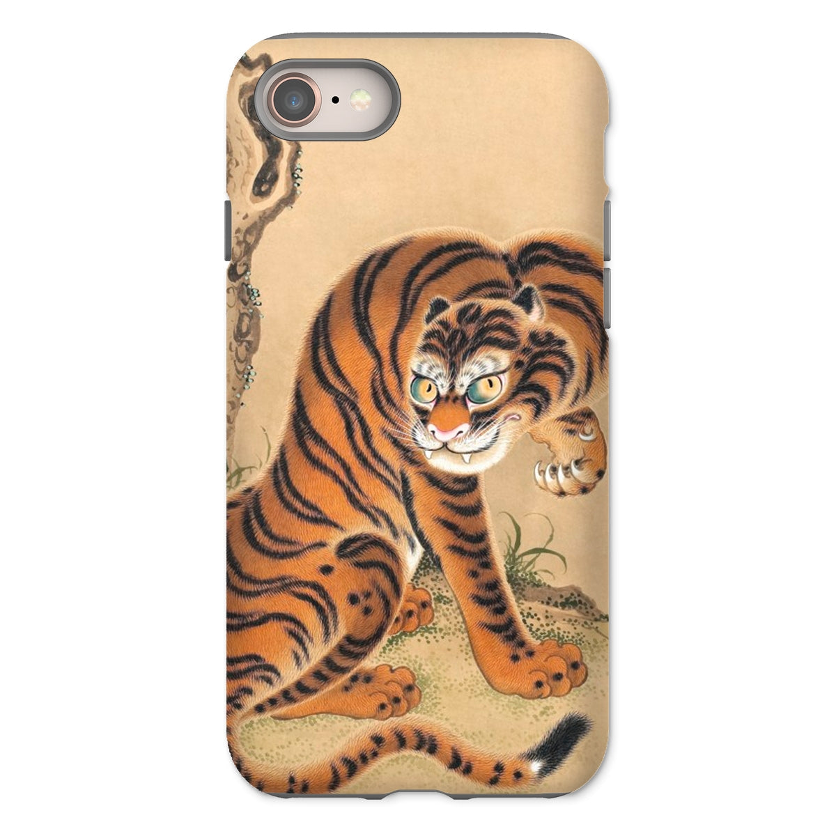 Tiger Cleaning its Paw - Matsui Keichu Iphone Case, 8 / Matte, Traditional Japanese-style Tiger Painting Phone Case