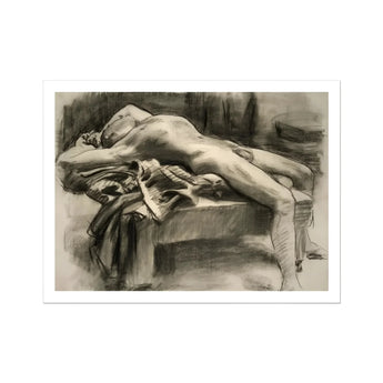 Reclining Male Nude - John Singer Sargent Art Print, Charcoal Nude Male Figure Study