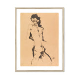 Male Nude Lithograph - Egon Schiele Art Print, Framed Nude Male Sketch