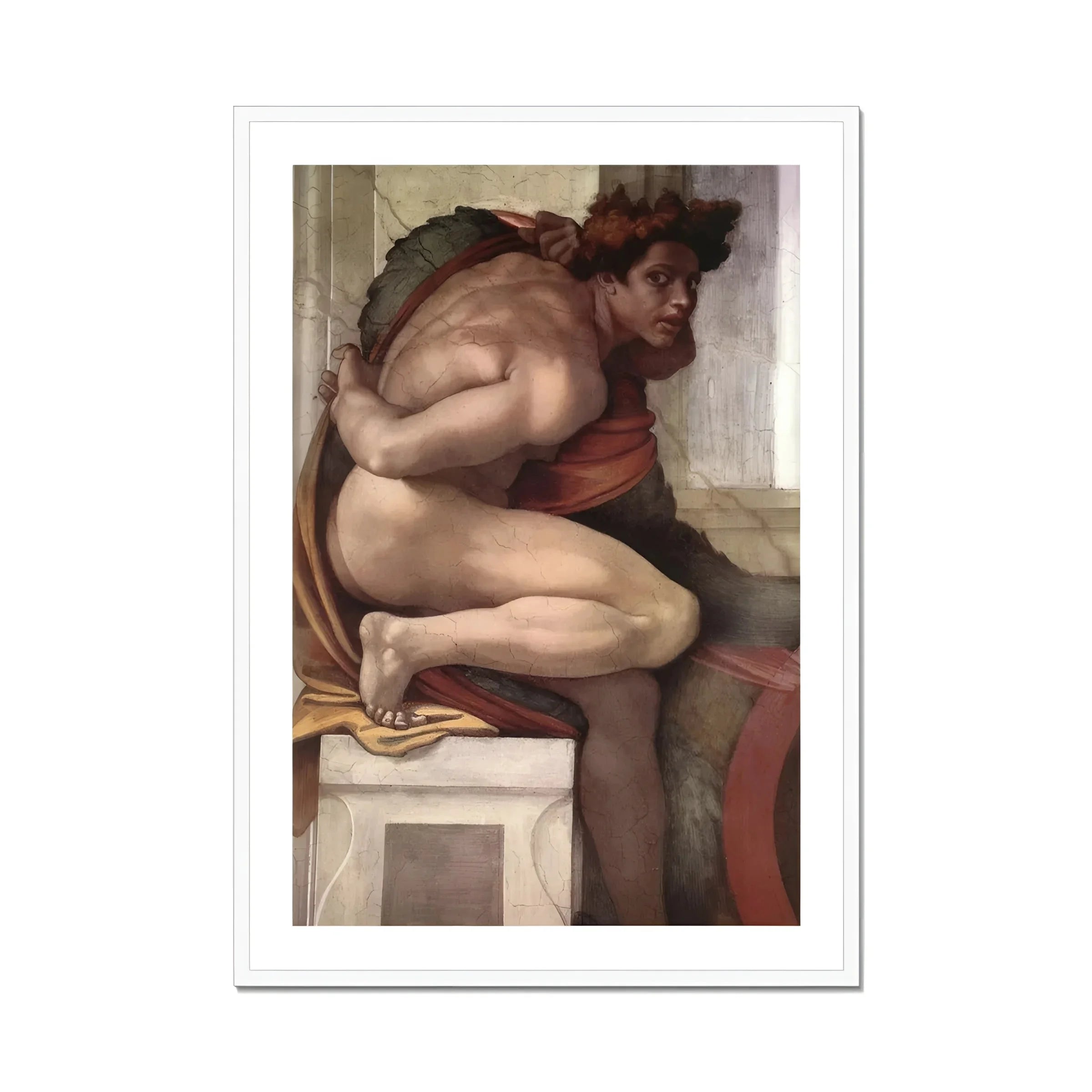Ignudo - Michelangelo Divine Male Art Print, Framed Painting Nude Male Figure