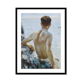 Beach Study - Henry Scott Tuke Plein-air Art Print, Framed Painting Man Sea