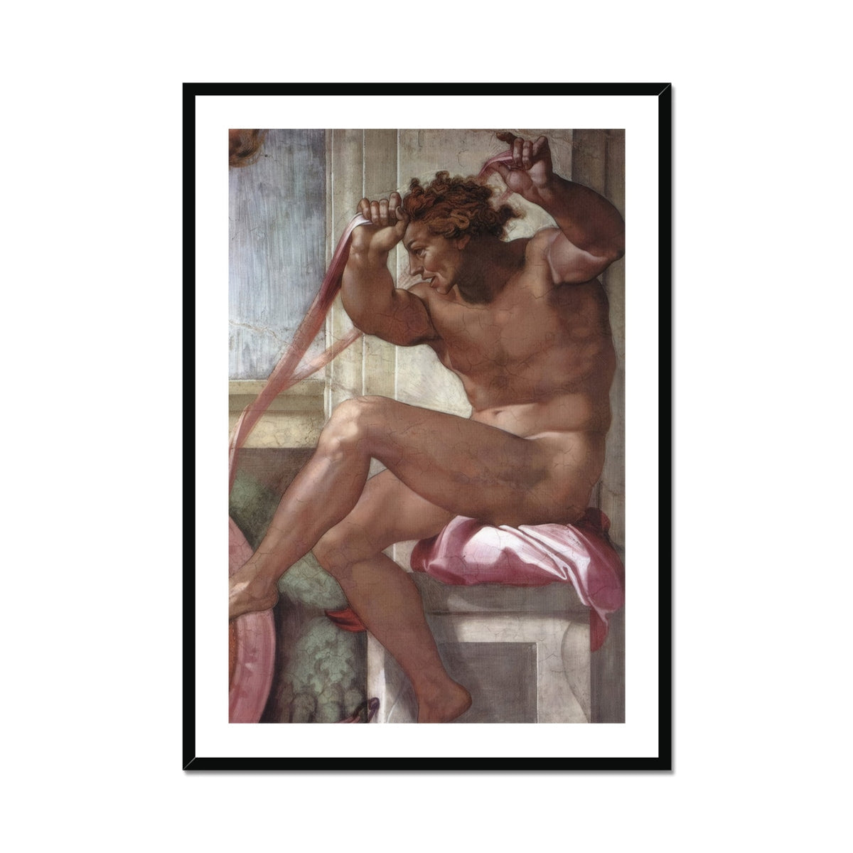 Ignudo - Michelangelo Cappella Sistina Art Print, Framed Painting Nude Male Figure
