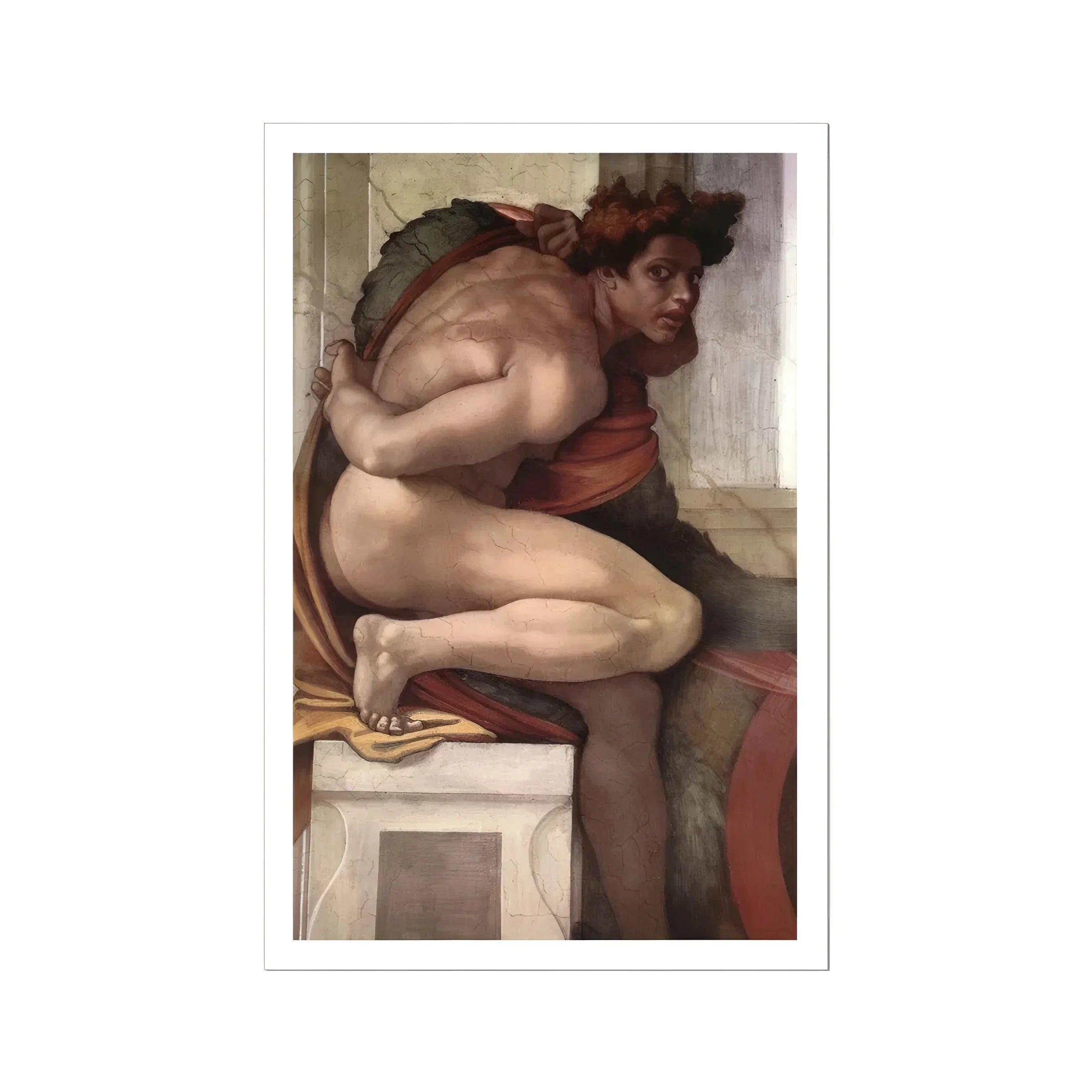 Ignudo - Michelangelo Divine Male Art Print, Michelangelo’s Nude Male Figure