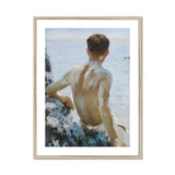 Beach Study - Henry Scott Tuke Plein-air Art Print, Framed Painting Nude Man Sea