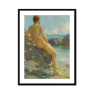The Bather - Henry Scott Tuke Fine Art Print, Framed Nude Male Figure Rocks