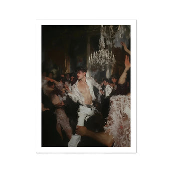 Piqued - Gay Rave Aristocracy Art Print, Person White Clothing Crystal Chandelier
