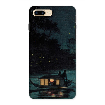 Fireflies at Ochanomizu - Kobayashi Kiyochika Phone Case Iphone 8 Plus / Matte Phone Case Traditional Japanese Boat Lanterns Night