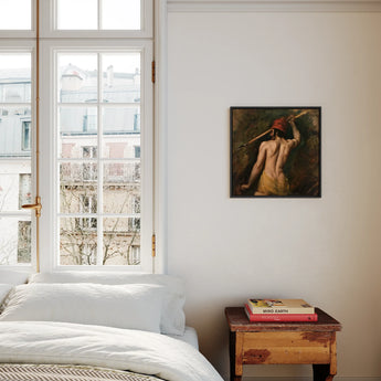 A Greek Slave - William Etty Framed Canvas, Bright Bedroom Corner White Bedding Wooden Nightstand Framed