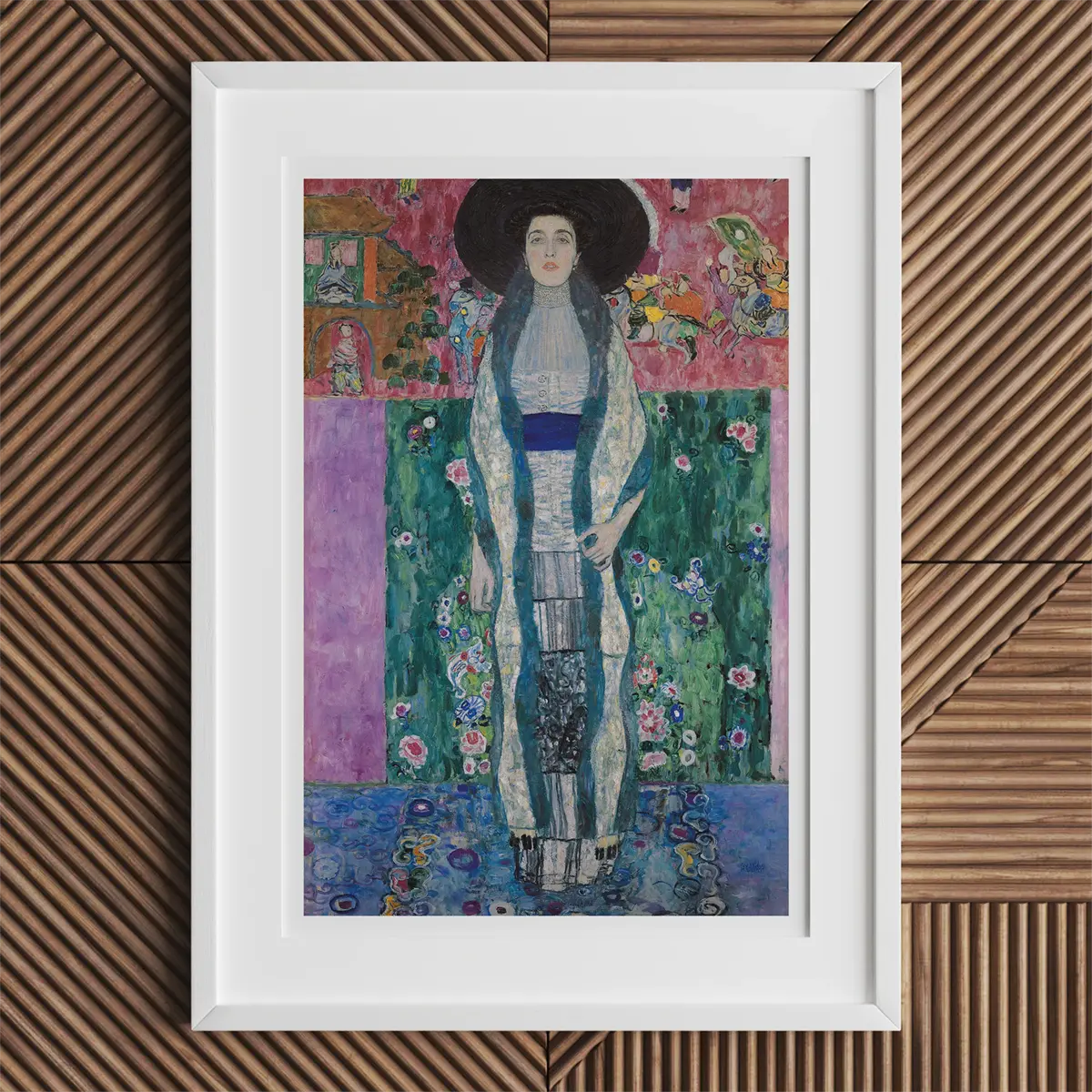 Framed portrait painting of Adele Bloch-Bauer by Gustav Klimt from the Vienna Secession.