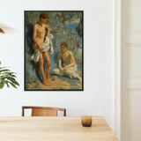 After the Bath - Henry Scott Tuke Framed Canvas, Framed Painting Two Young Men Body Water