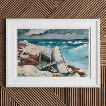 After the Hurricane - Winslow Homer Art Print, 18x12’’ / 46x31cm / Unframed, Framed Watercolor Painting Coastal Seascape Rocks Sailboat