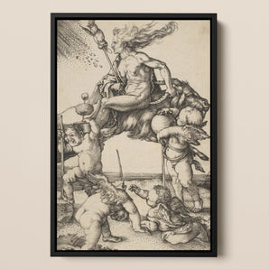 The Witch - Albrecht Durer Framed Canvas, 12x18’’ / 31x46cm / Black Floating Frame, Black Framed Vintage Print Mythological Scene Figures