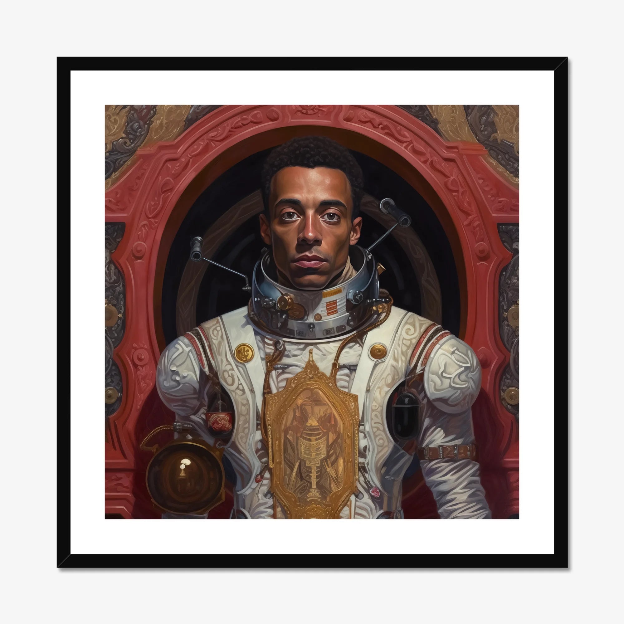 Amari - Gay Black Astronaut Art Print, Ornate Astronaut Portrait
