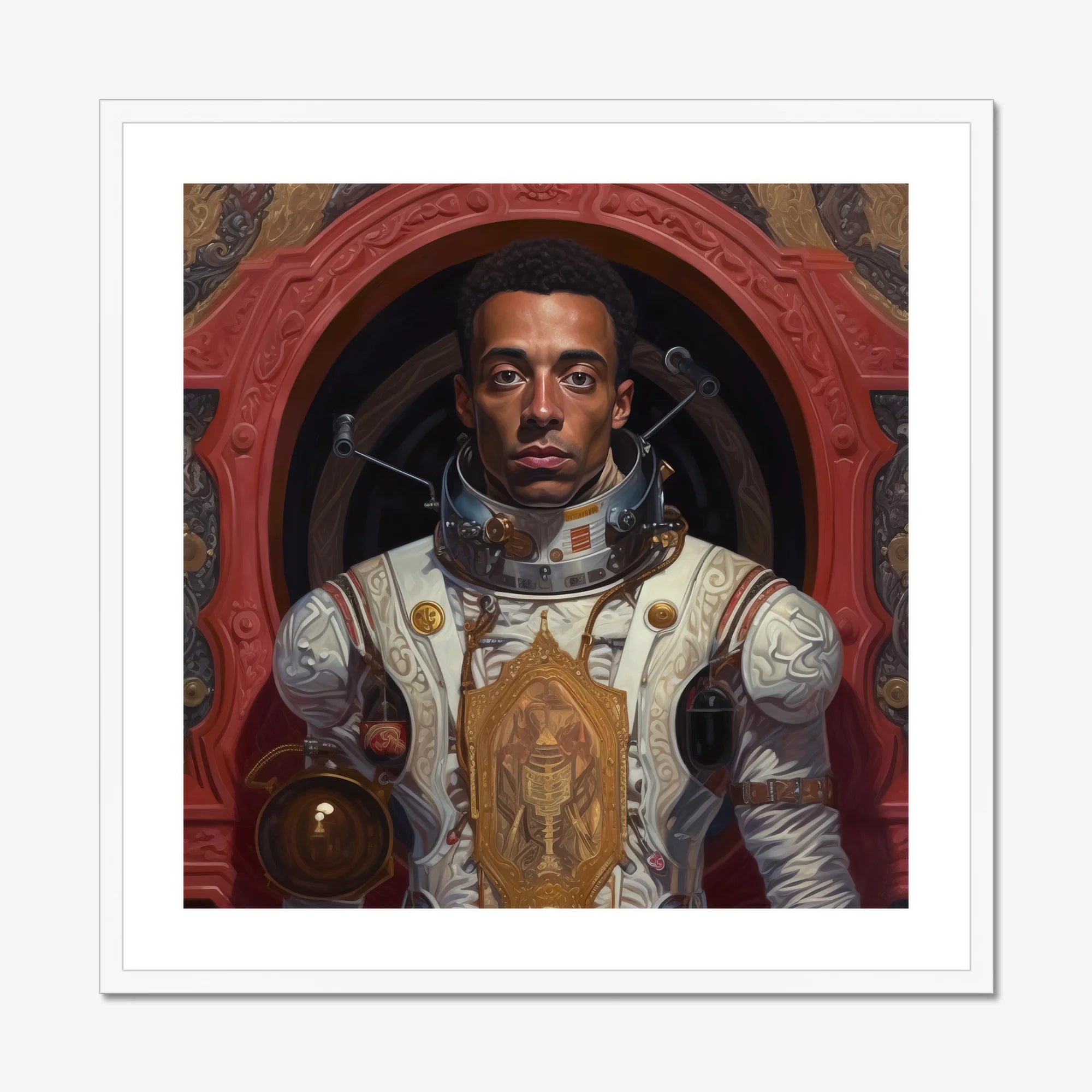 Amari - Gay Black Astronaut Art Print, Ornate Astronaut Portrait