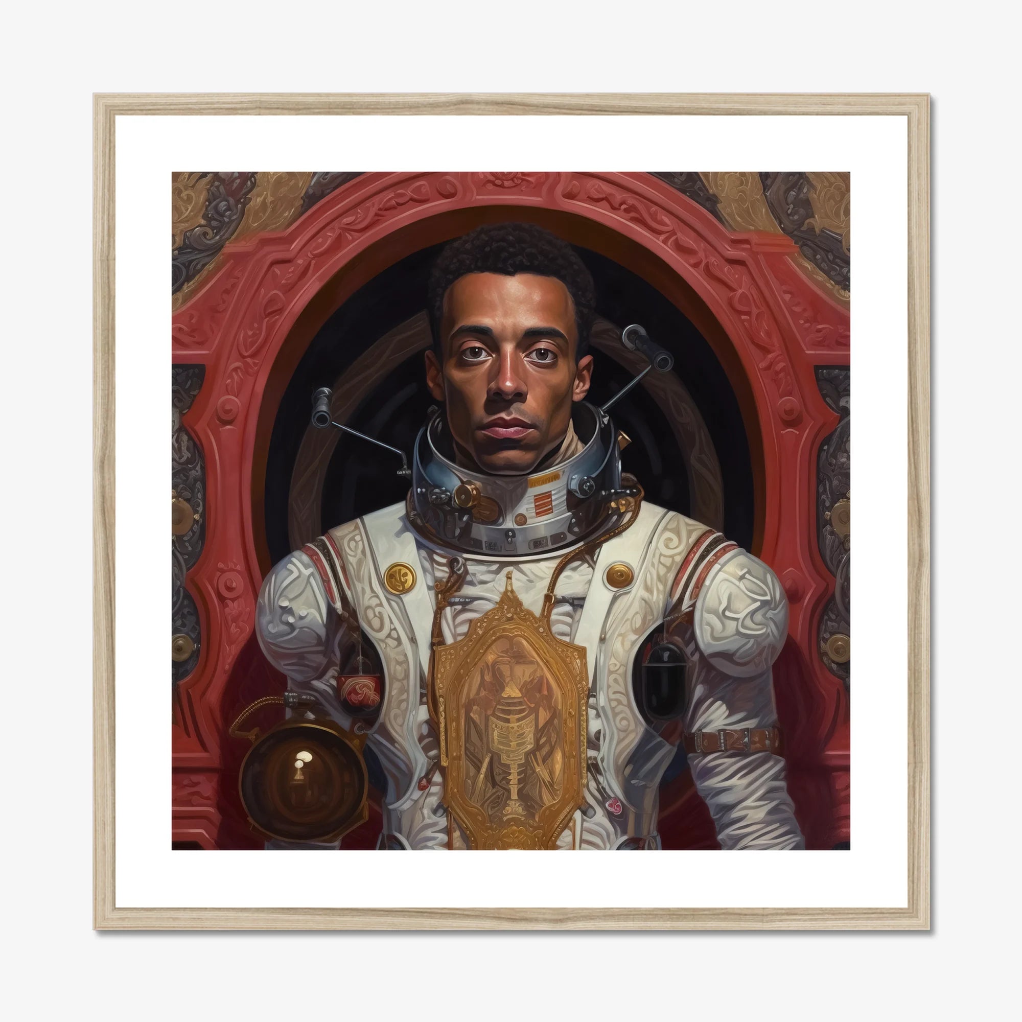 Amari - Gay Black Astronaut Art Print, Framed Portrait Man Ornate Astronaut Suit
