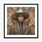 Angel - Latinx Transgender Cowboy Art Print, Framed Portrait Person Cowboy Hat