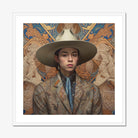 Angel - Latinx Transgender Cowboy Art Print, Art Nouveau Portrait Person Cowboy Hat