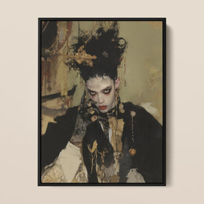 Antoine - Gay French Vampire Art Framed Canvas, 12x16’’ / 31x41cm / Black Floating Frame, Framed Portrait Person Dark Makeup Elaborate