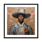 Apollo - Gay Black Dandy Cowboy Art Print, Framed Portrait Man Hat