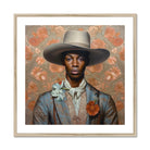 Apollo - Gay Black Dandy Cowboy Art Print, Framed Portrait Stylish Man