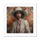 Arjuna - Gay Tamil Cowboy Dandy Art Print, Framed Portrait Person Cowboy Hat