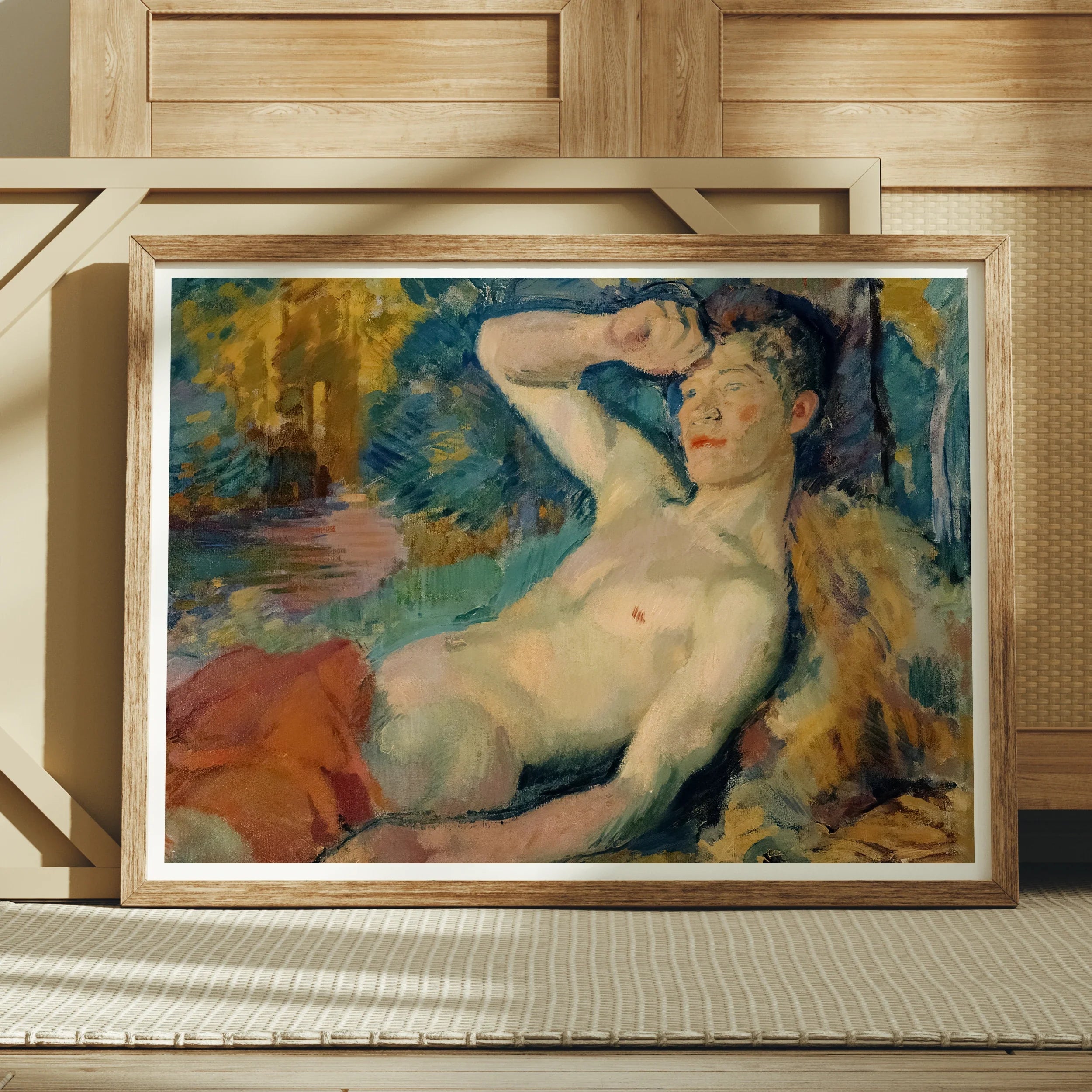 Awakening Faun - Magnus Enckell Art Print, 24’’x18’’ / Unframed, Framed Oil Painting Nude Figure Colorful Impressionistic Background