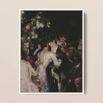 Backstage Bandits - Queer Fashion Fever Dream Framed Canvas, 12x16’’ / 31x41cm / White Floating Frame, Vibrant Oil Painting Group People