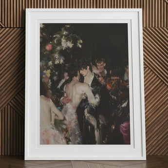 Backstage Bandits - Queer Fashion Show Art Print, 12x16’’ / 31x41cm / White Frame / 2’’ Matboard, Framed Painting Couple Dark Festive