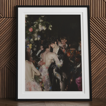 Backstage Bandits - Queer Fashion Show Art Print, 12x16’’ / 31x41cm / Black Frame / 2’’ Matboard, Framed Painting Crowded Dance