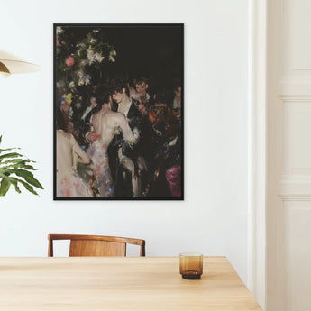 Backstage Bandits - Queer Fashion Fever Dream Framed Canvas, Framed Painting Crowded Dance