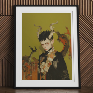 Baphomet’s Bastard - Gay Demon Art Print, 24x32’’ / 61x81cm / Unframed, Framed Artwork Fantastical Horned Figure Dark Ethereal Appearance