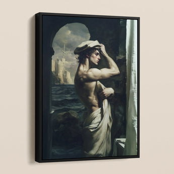 Bathsheba - Neoclassical Gay Sailor Framed Canvas, Framed Classical Painting Muscular Man