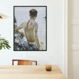 Beach Study - Henry Scott Tuke Coastal Framed Canvas, Framed Painting Man Sea