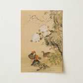 Vogels, mandarijneenden en bloemen - Okamoto Shuki kunstdruk 