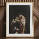 Black Bird - Greco-queer Gay Myth Art Print, 12x16’’ / 31x41cm / Natural Frame / 2’’ Matboard, Framed Art Print Two Men Bird