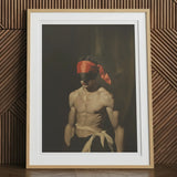 Blackout - Vintage 19th Century Gay Fetishism Art Print, 12x16’’ / 31x41cm / Natural Frame / 2’’ Matboard, Framed Artwork Shirtless Man Red