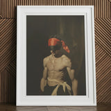 Blackout - Vintage 19th Century Gay Fetishism Art Print, 12x16’’ / 31x41cm / White Frame / 2’’ Matboard, Framed Print Blindfolded Shirtless