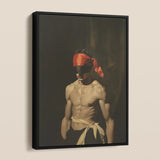Blackout - Vintage 19th Century Gay Fetishism Framed Canvas, Framed Art Print Blindfolded Man