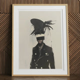 Blindside - Black Trans Fashion Surrealism Art Print, 12x16’’ / 31x41cm / Natural Frame / 2’’ Matboard, Framed Art Print Person Black Coat
