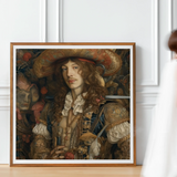 Botticelli’s Outlaw - Gay Renaissance Cowboy Art Print, Framed Classical Portrait Painting Person Ornate 17th Century