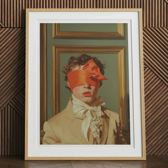 Boy Next Door - 18th Century Gay Erotica Art Print, 12x16’’ / 31x41cm / Natural Frame / 2’’ Matboard, Framed Art Print Person Orange