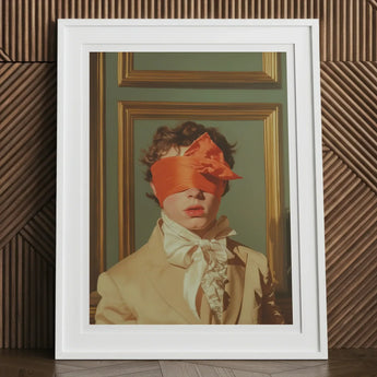 Boy Next Door - 18th Century Gay Erotica Art Print, 12x16’’ / 31x41cm / White Frame / 2’’ Matboard, White-framed Portrait Blindfolded