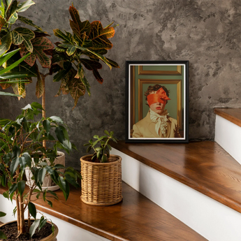 Boy Next Door - 18th Century Gay Erotica Art Print, Framed Portrait Person Red Blindfold