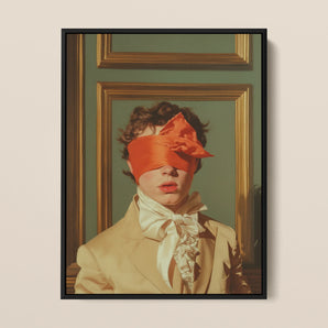 Boy Next Door - 18th-century Gay Erotica Framed Canvas, 12x16’’ / 31x41cm / Black Floating Frame, Framed Portrait Blindfolded Man