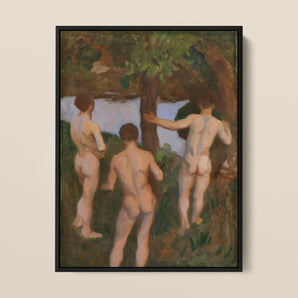 Boys on the Beach - Károly Ferenczy Framed Canvas, Framed Painting Nude Men Nature