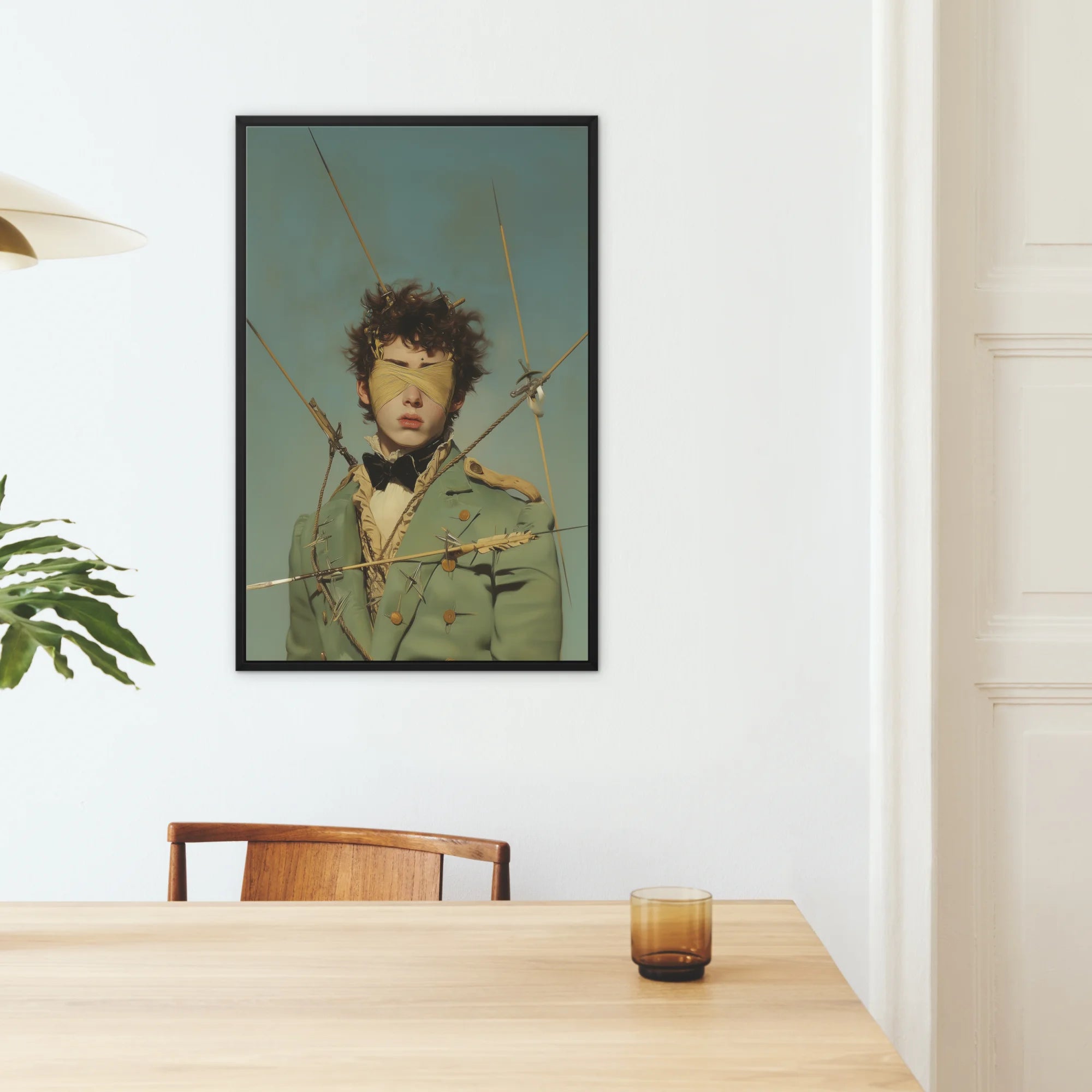 Bullseye Surreal 18th Century Gay Soldier Framed Canvas, Framed Portrait Art