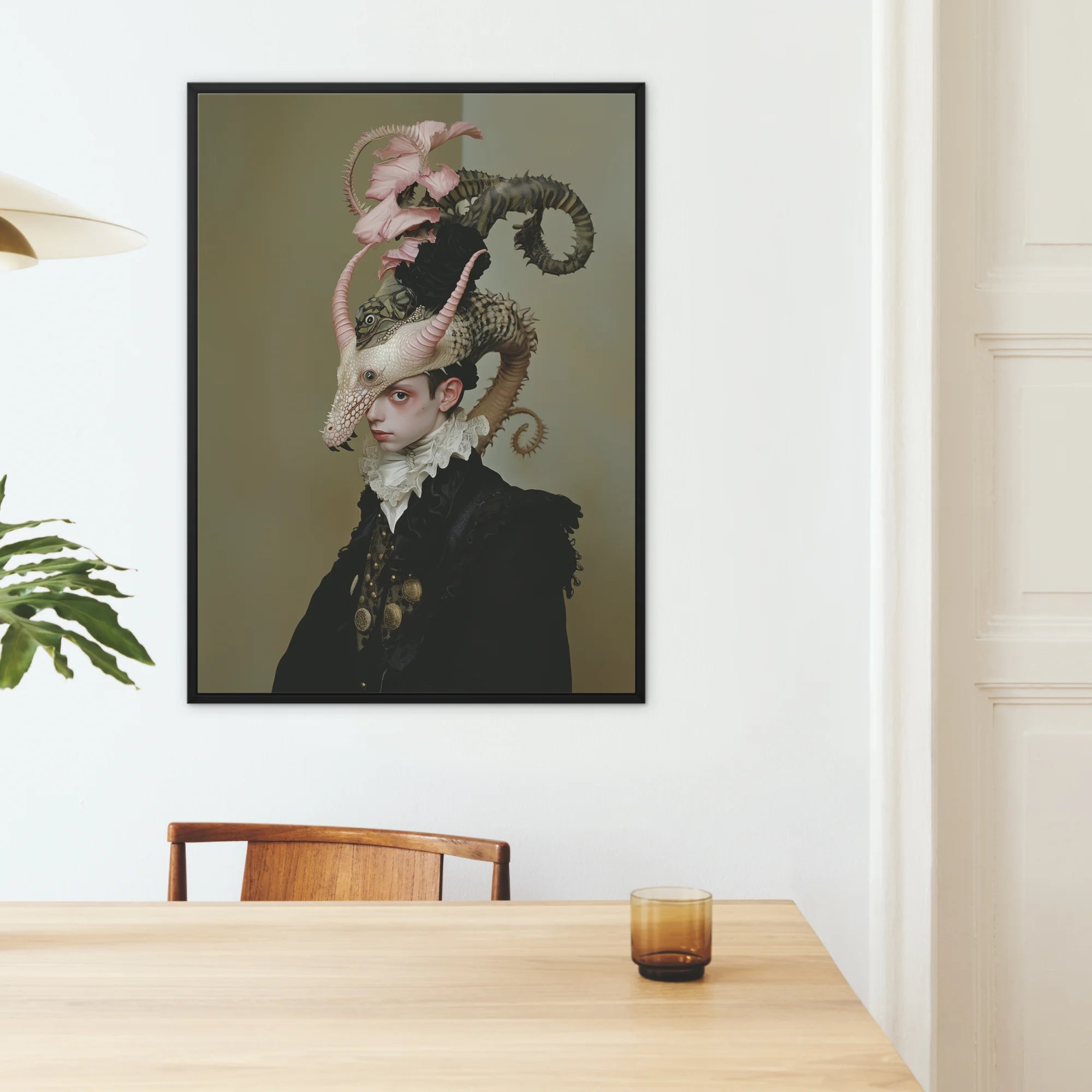 Cadmus - Gay Dragon Prince Framed Canvas, Framed Portrait Horned Figure