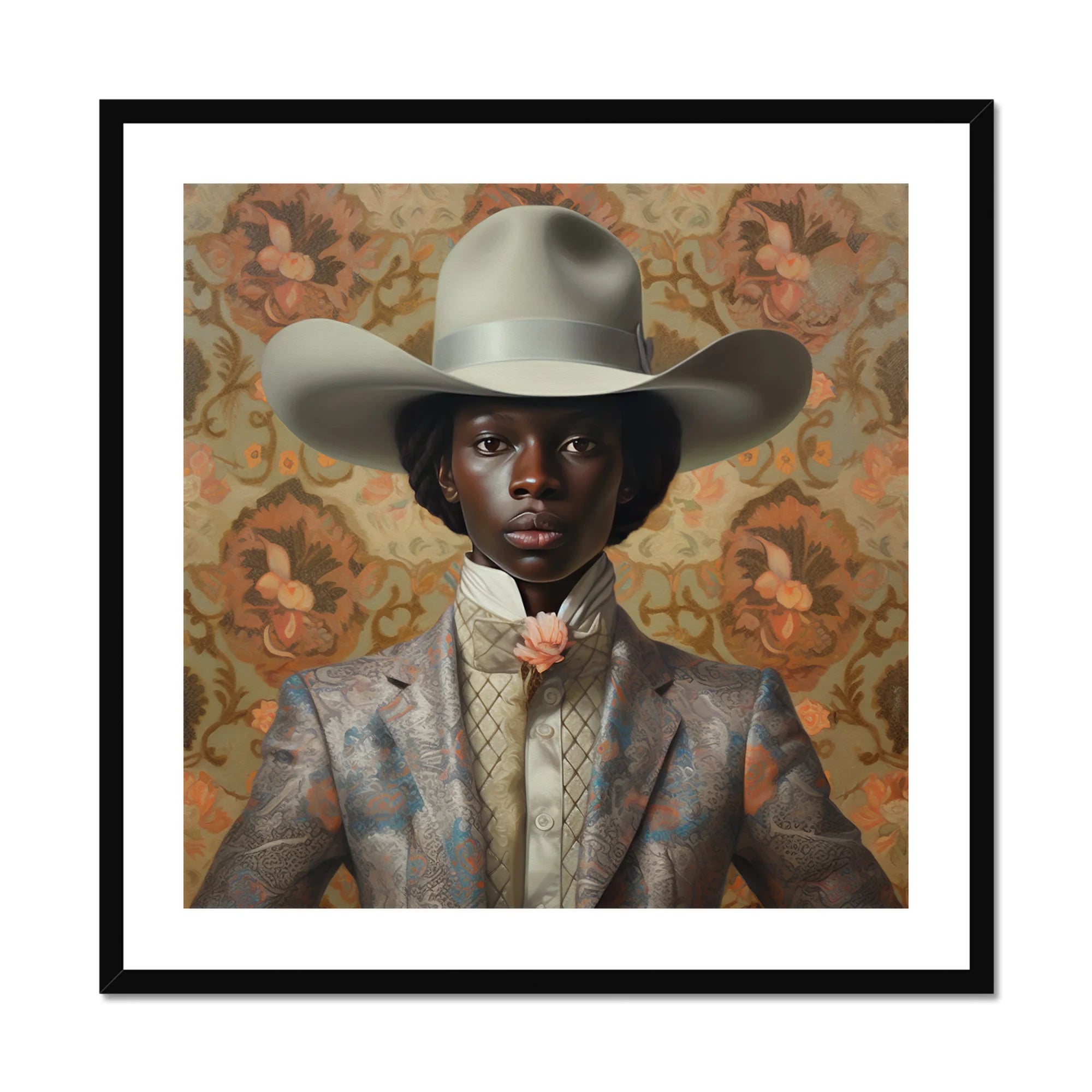 Caesar - Gay Black Dandy Cowboy Art Print, Framed Portrait Person Cowboy Hat