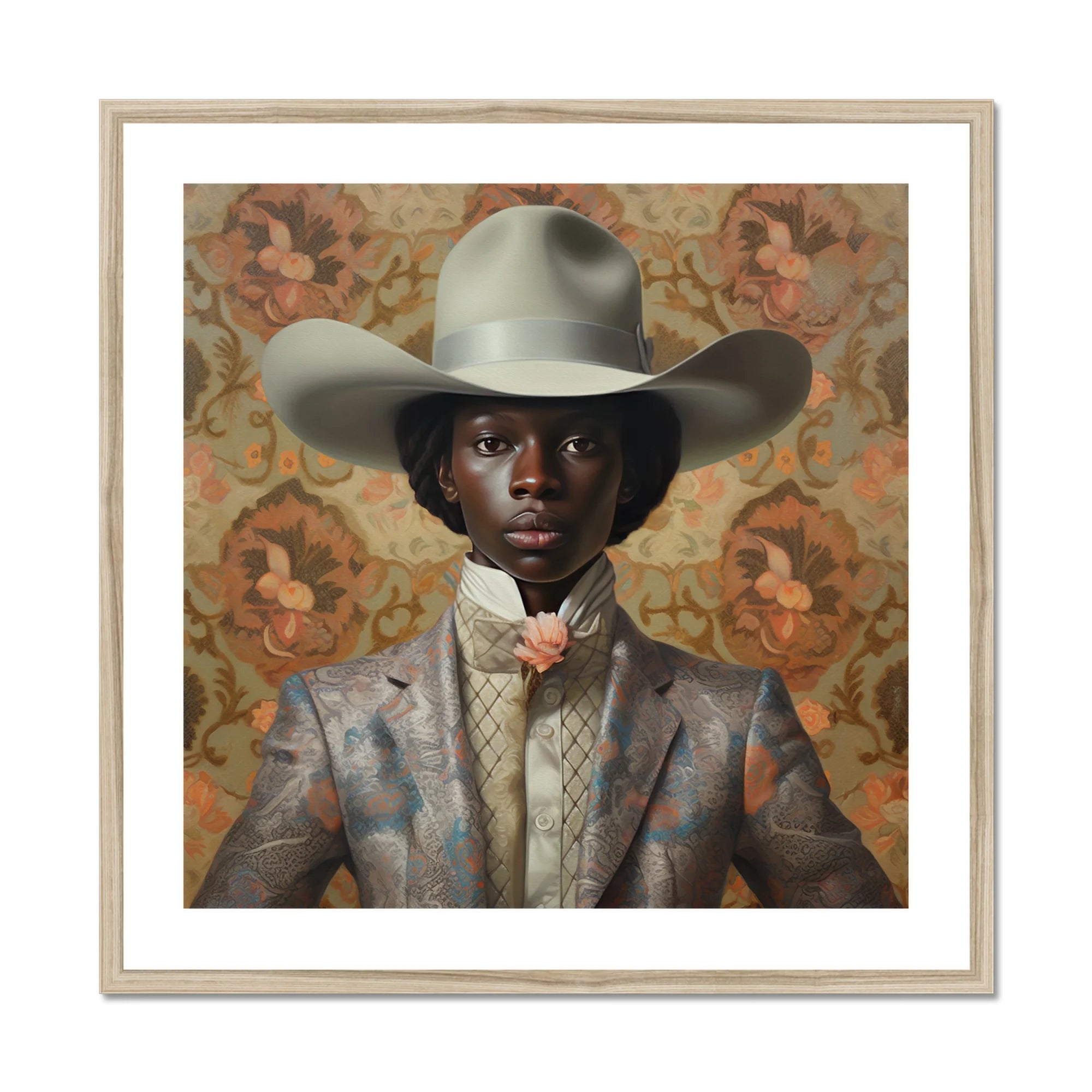 Caesar - Gay Black Dandy Cowboy Art Print, Framed Portrait Stylish Cowboy