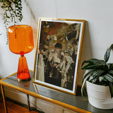 Carte Blanche - Surreal Gay Baroque Art Print, 18x24’’ / 46x61cm / Unframed, Vibrant Orange Glass Table Lamp Retro Design